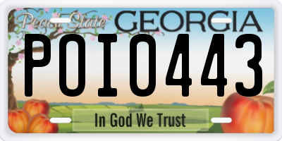GA license plate POI0443