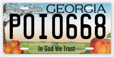 GA license plate POI0668