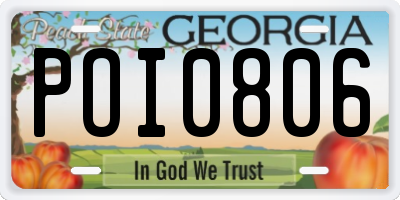 GA license plate POI0806