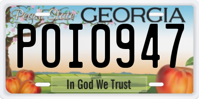 GA license plate POI0947