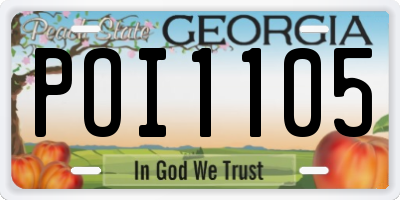 GA license plate POI1105