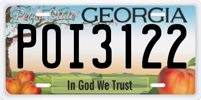 GA license plate POI3122