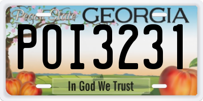 GA license plate POI3231