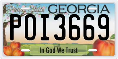 GA license plate POI3669
