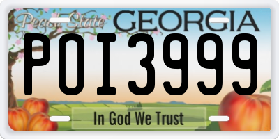 GA license plate POI3999