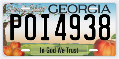 GA license plate POI4938