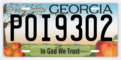 GA license plate POI9302