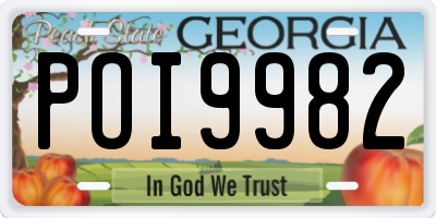 GA license plate POI9982