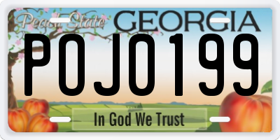 GA license plate POJ0199