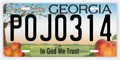 GA license plate POJ0314