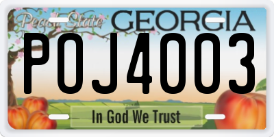 GA license plate POJ4003