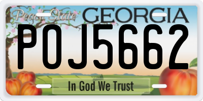 GA license plate POJ5662