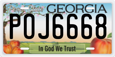 GA license plate POJ6668