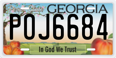 GA license plate POJ6684