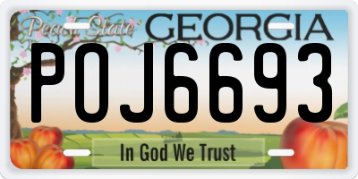 GA license plate POJ6693
