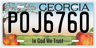 GA license plate POJ6760