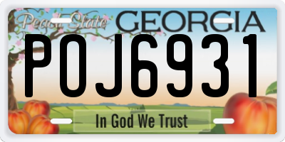 GA license plate POJ6931