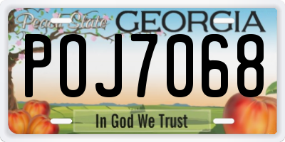 GA license plate POJ7068