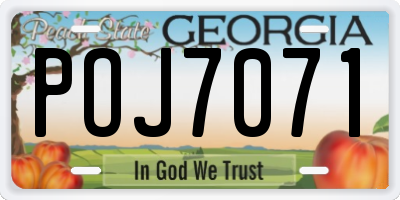 GA license plate POJ7071