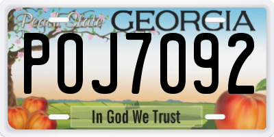 GA license plate POJ7092