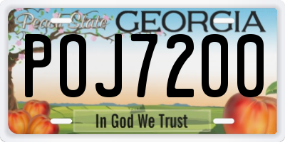 GA license plate POJ7200