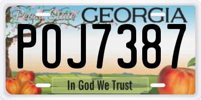GA license plate POJ7387