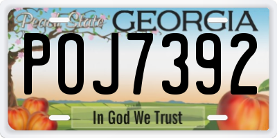 GA license plate POJ7392