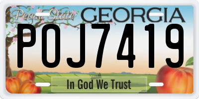 GA license plate POJ7419