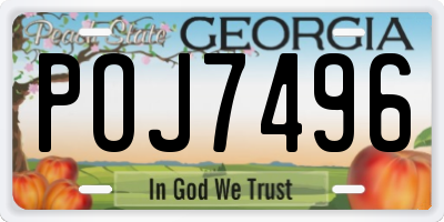 GA license plate POJ7496