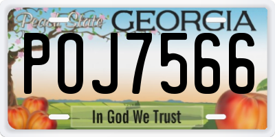 GA license plate POJ7566