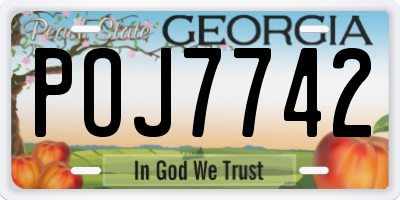 GA license plate POJ7742