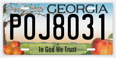 GA license plate POJ8031