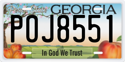 GA license plate POJ8551
