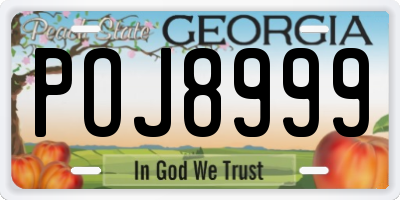 GA license plate POJ8999
