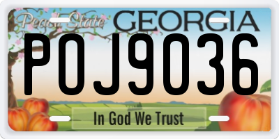 GA license plate POJ9036