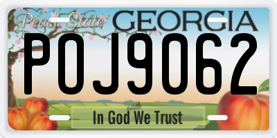 GA license plate POJ9062