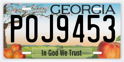 GA license plate POJ9453