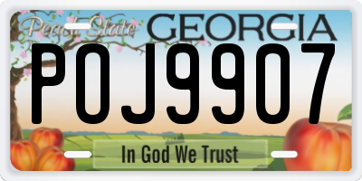 GA license plate POJ9907