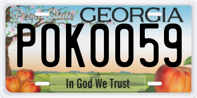 GA license plate POK0059