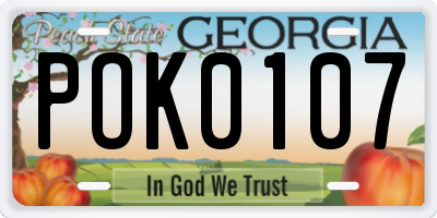GA license plate POK0107