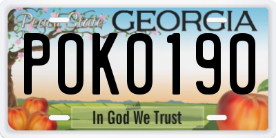 GA license plate POK0190