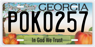 GA license plate POK0257