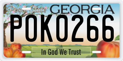 GA license plate POK0266