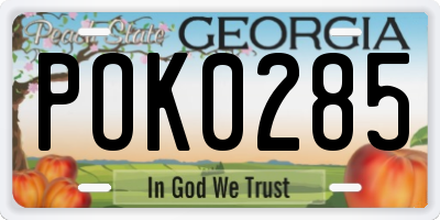 GA license plate POK0285