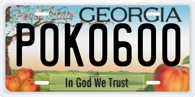 GA license plate POK0600