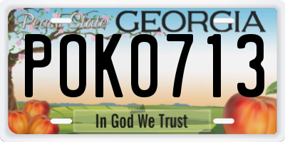 GA license plate POK0713