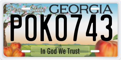 GA license plate POK0743