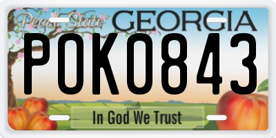 GA license plate POK0843