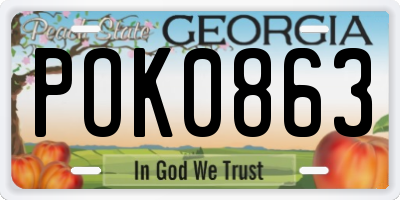 GA license plate POK0863