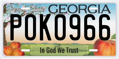 GA license plate POK0966